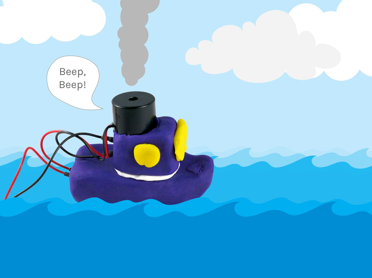 Purple dough tugboat with a buzzer smokestack on the water