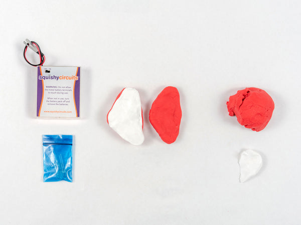 Red dough shell pieces and a white insulating layer