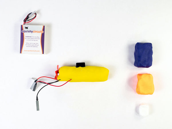 Yellow submarine with the buzzer on top and the fan motor at the back