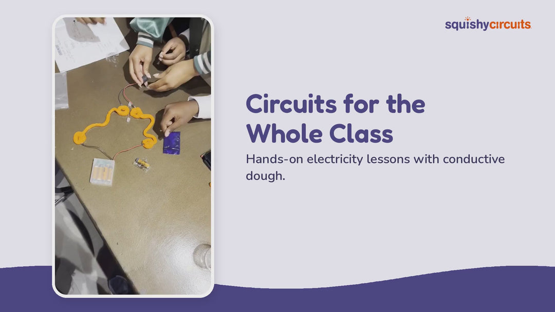 Group Kit video: a class building conductive dough circuits at every station